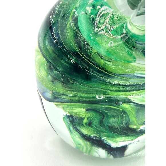 Kerry Glass Art Blown Glass Paperweight Owl Green Swirl Hand Made in Ireland - Picture 10 of 15